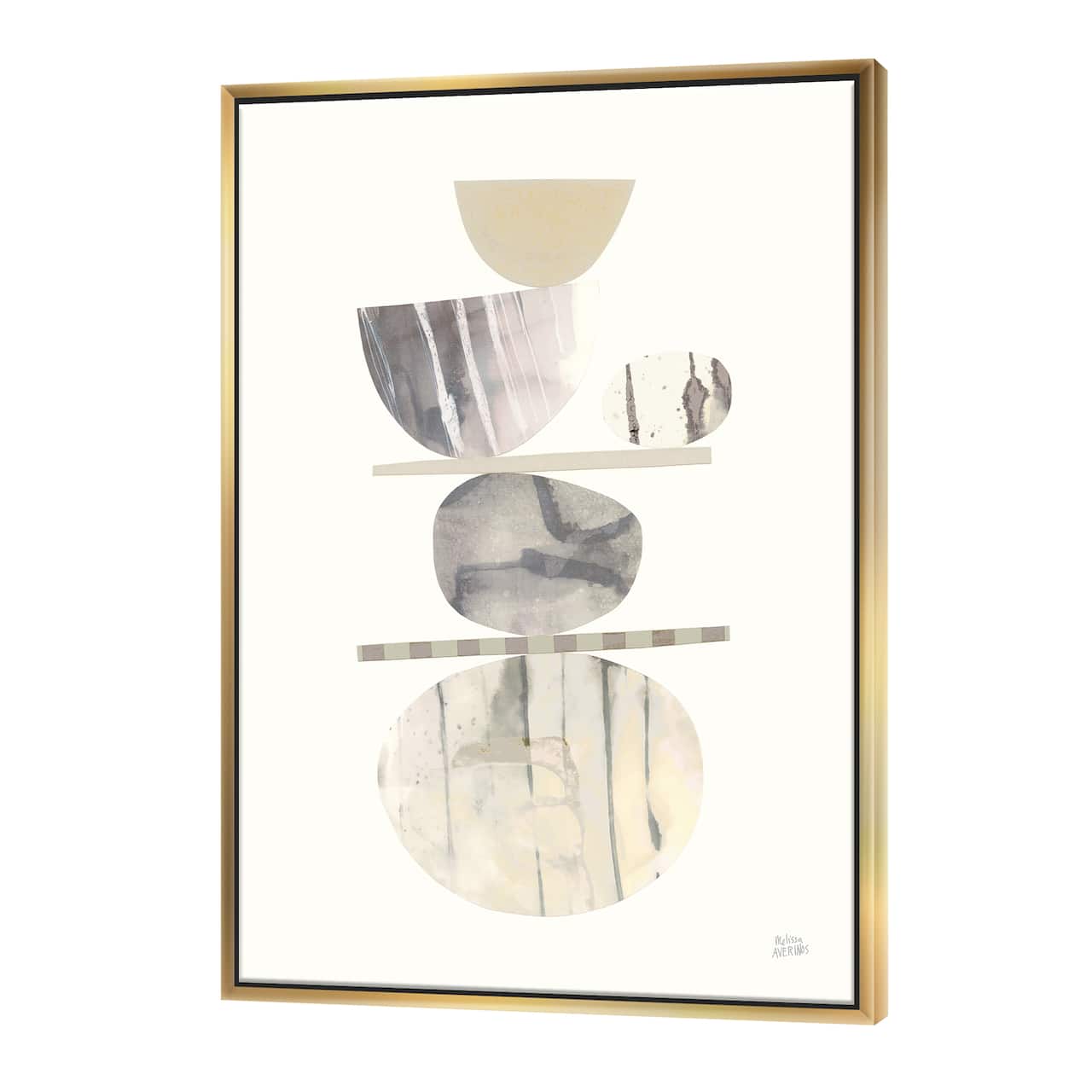 Designart - Geometric Balance Neutral II - Shabby Chic Canvas in Gold Frame